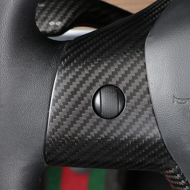 Carbon Fiber Style Steering Wheel Trim Cover for Tesla Model 3 & Model Y | ABS Interior Decoration Protector