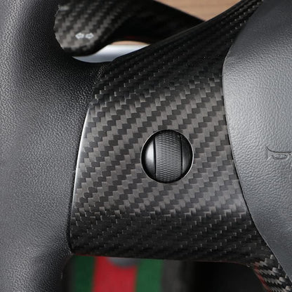 Carbon Fiber Style Steering Wheel Trim Cover for Tesla Model 3 & Model Y | ABS Interior Decoration Protector