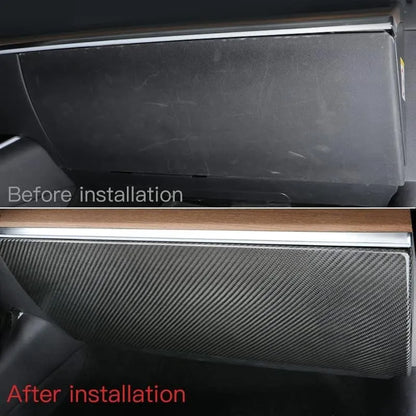 Dry Carbon Fiber Glove Box Cover for Tesla Model 3 & Model Y (2017–2025) – Interior Scratch Protection Overlay (Highland & Juniper)