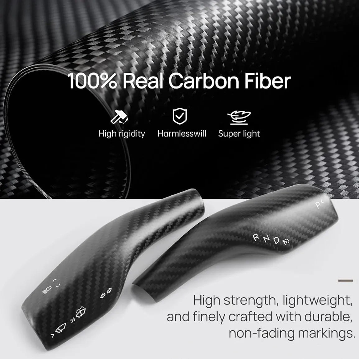 Tesla Model 3/Y Turn Signal Stalk Covers – Real Dry Carbon Fiber Interior Upgrade (2018-2024)