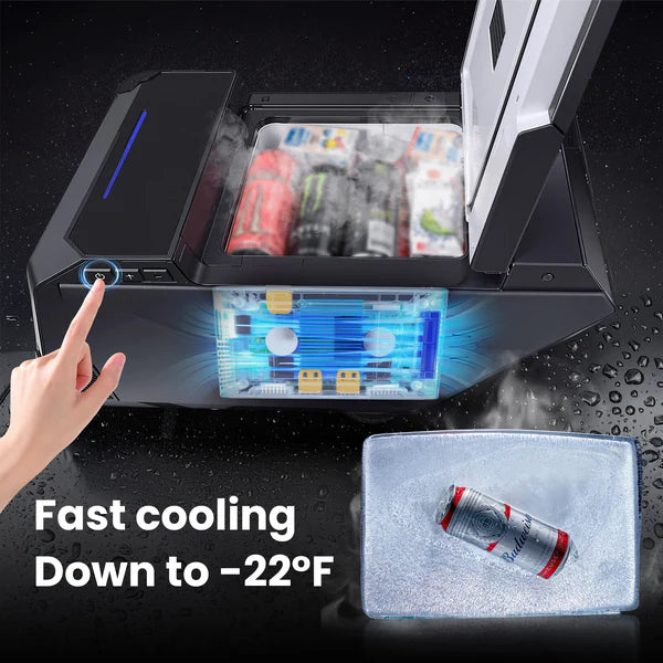 18L Center Console Floor Refrigerator for Tesla Cybertruck | Custom-Fit Portable Cooler Fridge with Dual Cooling Modes, USB-C Fast Charging & ECO Energy Saving