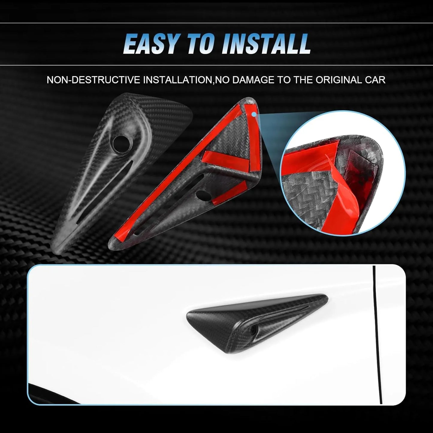 Real Carbon Fiber Side Camera Covers for Tesla Model 3 & Model Y (HW3.0 / HW4.0) – Ultra-Thin Protective Camera Mods