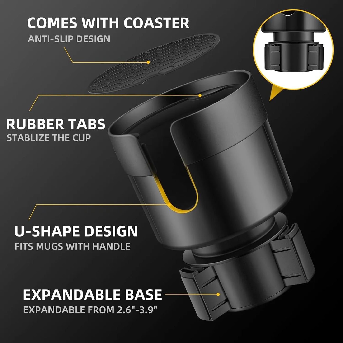 Adjustable Cup Holder Expander for Tesla Model 3 Model Y Model S Model X – Large Bottle & Mug Adapter for 16–40oz Bottles, Anti-Slip Universal Cup Holder Insert