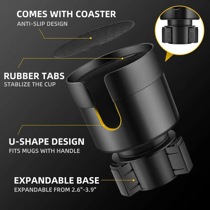 Adjustable Cup Holder Expander for Tesla Model 3 Model Y Model S Model X – Large Bottle & Mug Adapter for 16–40oz Bottles, Anti-Slip Universal Cup Holder Insert