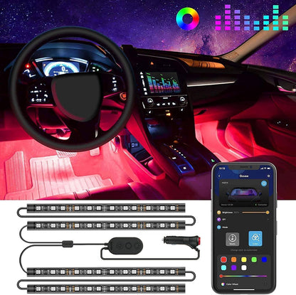 Govee Car LED Lights, Smart Interior Lights with App Control, RGB Inside Car Lights with DIY Mode and Music Mode, 2 Lines Design for Cars with Car Charger, DC 12V