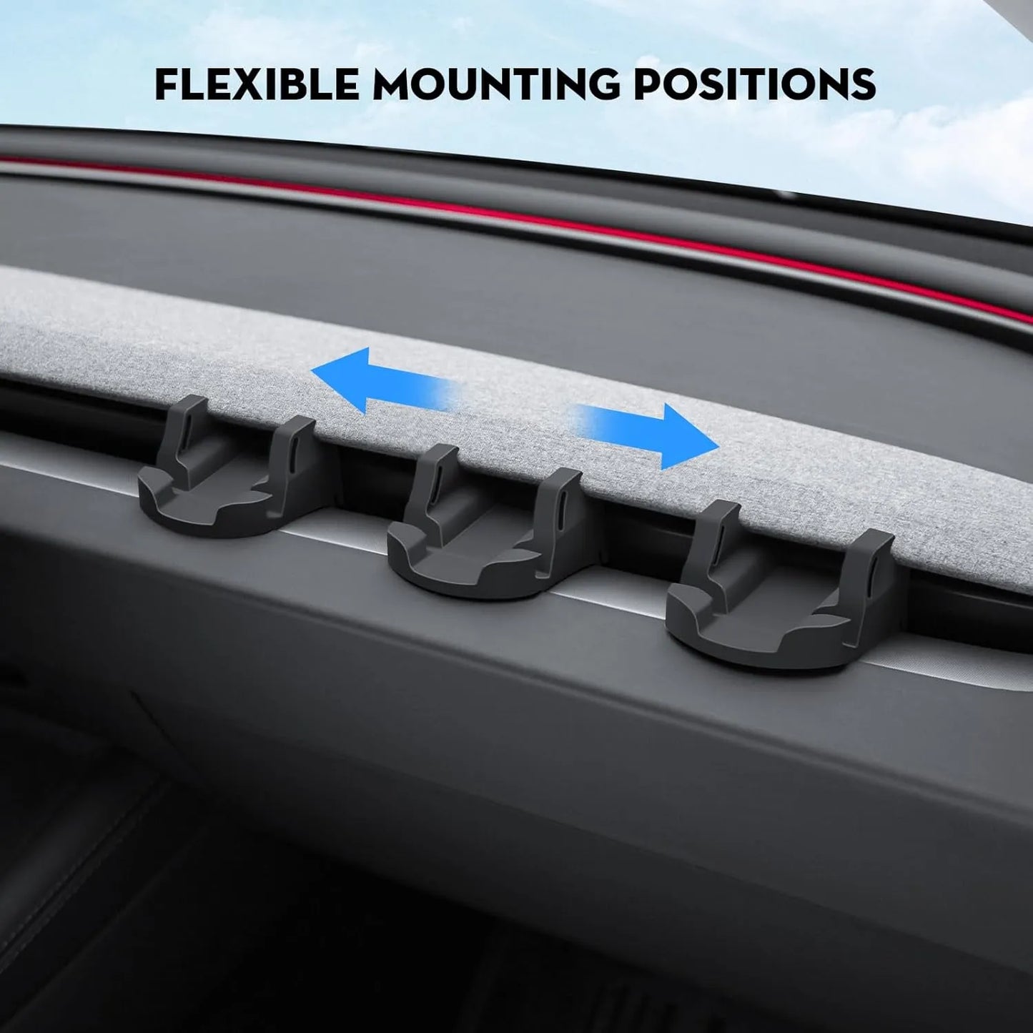 Silicone Dashboard Phone Mount for Tesla Model 3 & Model Y (2017–2025) | Non-Destructive Horizontal Phone Holder with Multi-Hook Design
