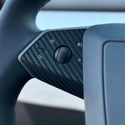 Tesla Cybertruck Steering Wheel Bezel Wrap Kit (3-Piece) – Carbon Fiber Style Vinyl / Gloss PPF Options | Precision Laser-Cut Interior Trim Overlay