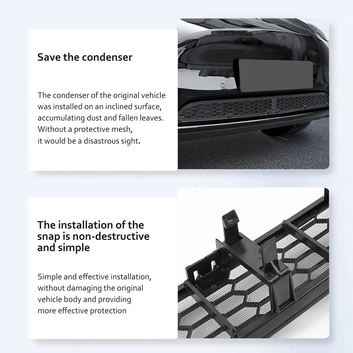 Front Bumper Grille Guard for Tesla Model 3/Y | Insect & Road Debris Protection, OEM-Fit Honeycomb Mesh