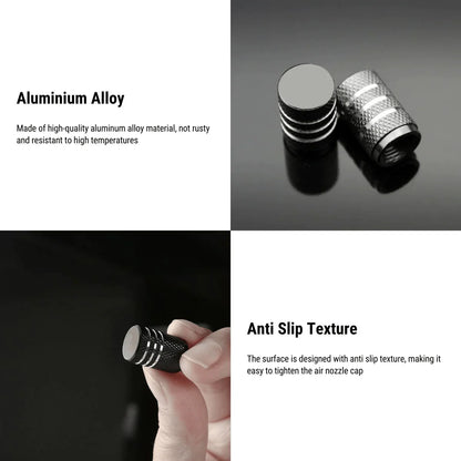 Premium Aluminum Valve Stem Caps for Tesla Model 3, Model Y, Model S, Model X (Set of 4) – Anti-Corrosion Tire Air Caps, Black Finish