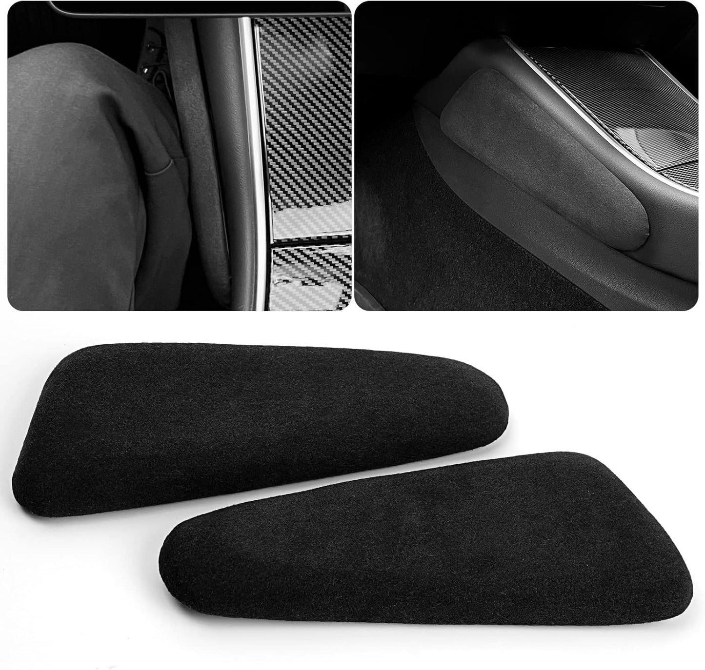 Tesla Model 3 & Model Y Driver and Passenger Side Padded Leg Rest Knee Support Pads – Suede Interior Comfort Cushion Set