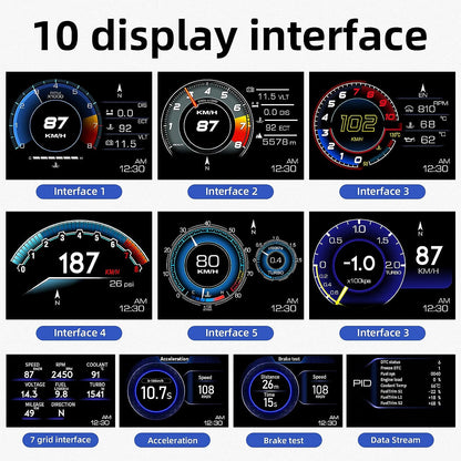 Car HUD Head Up Display P6, OBD+GPS Smart Gauge, Works Great for Most Cars (Black)