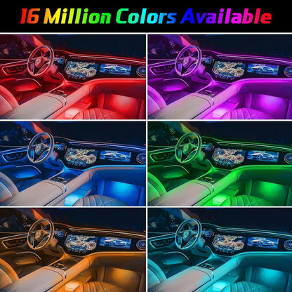 10 in 1 Car Interior Light Kit, Ambient Lighting Kits with 315 inches Fiber Optic, APP Control, Car Accessories Multicolor RGB Neon Car LED Strip Lights with Music Sync Mode and DIY Mode