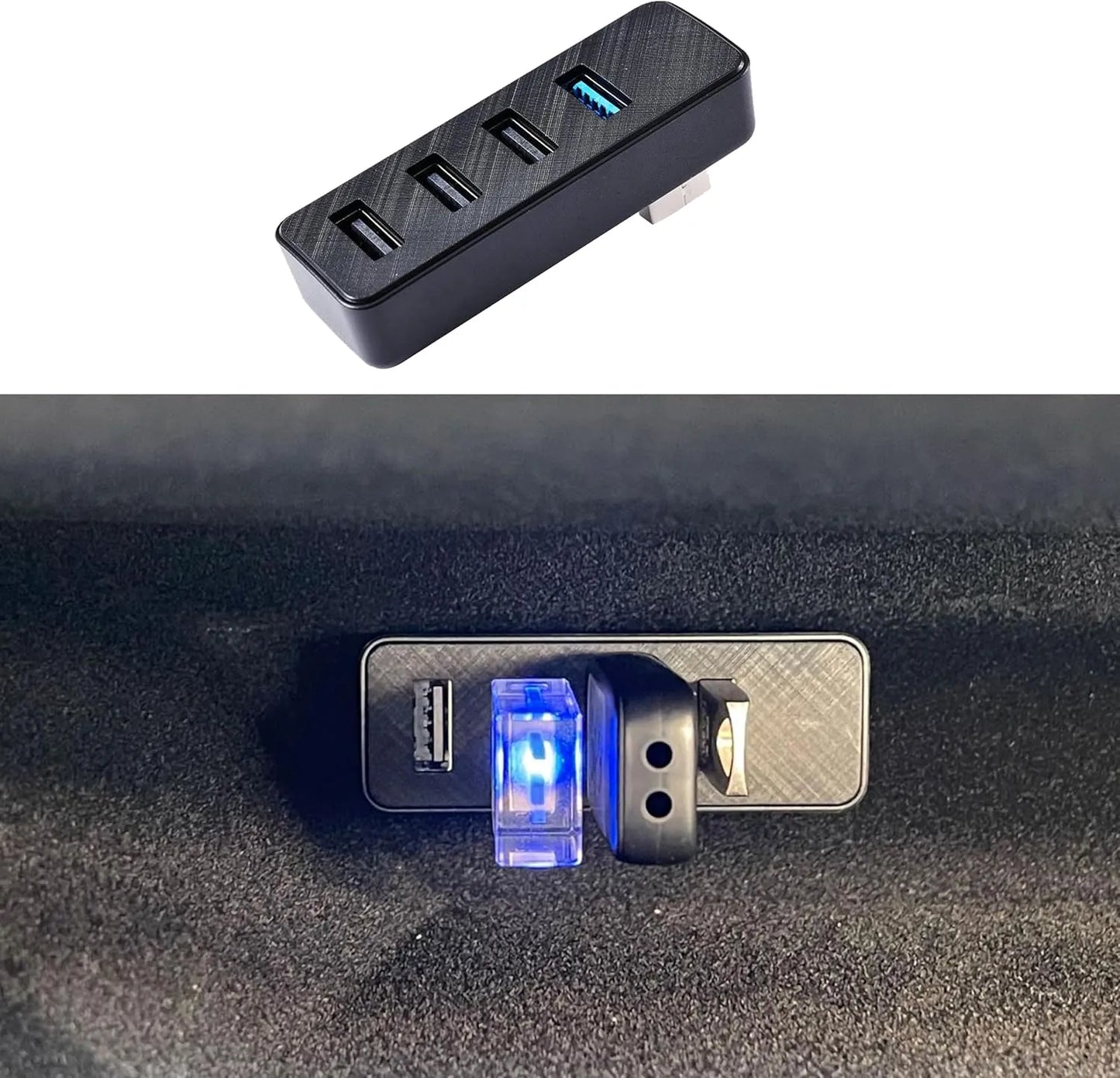 Tesla Glove Box USB Hub for Model 3 ModelY Cybertruck (2017-2025) – 4-Port USB Expansion for Dashcam, Gaming & Music