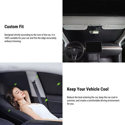 6PCS Custom-Fit Window Sunshade Covers for Tesla Model S (2016–2025) – UV Protection, Heat Insulation, Privacy Shade Set