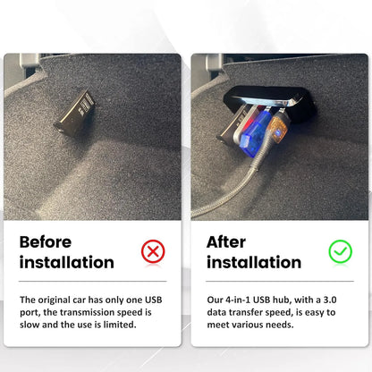 Tesla Glove Box USB Hub for Model 3 ModelY Cybertruck (2017-2025) – 4-Port USB Expansion for Dashcam, Gaming & Music