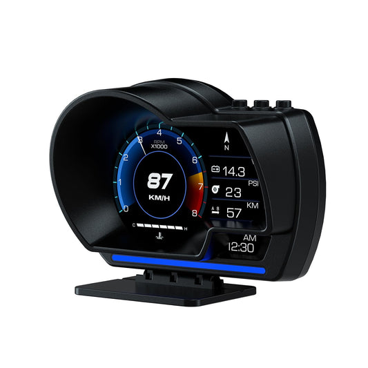 Car HUD Head Up Display P6, OBD+GPS Smart Gauge, Works Great for Most Cars (Black)