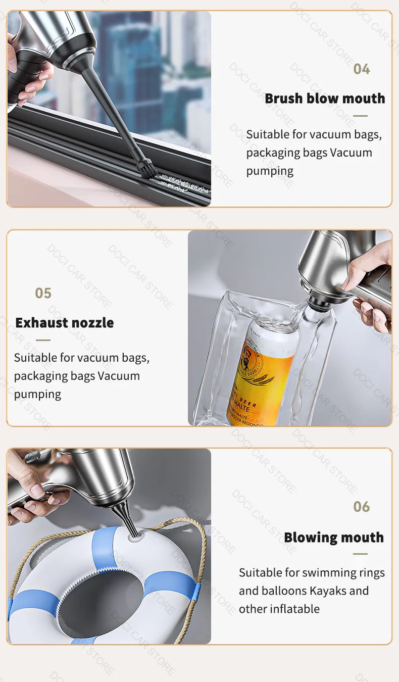 95000PA Home Appliance Car Vacuum Cleaner, Handheld vacuum cleaner for cars and homes with advanced motor and noise reduction technology.