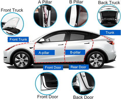 X-Auto Door Rubber Sealing Strip Noise Reduction Kit for Tesla Model 3 & Model Y (2017–2025) – Full-Body EPDM Soundproof Weatherstrip