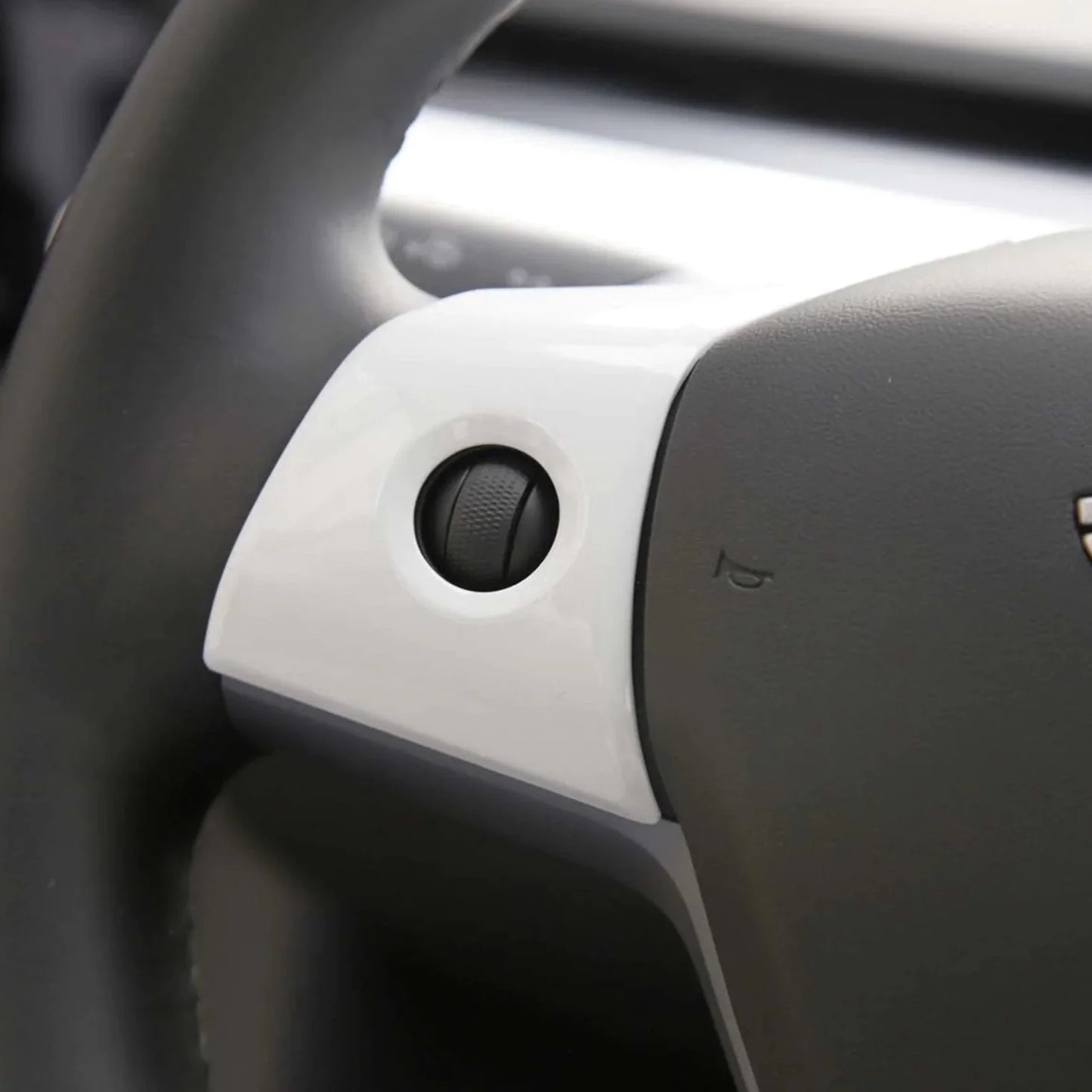 2017–2023 Tesla Model 3 & 2020–2024 Model Y Steering Wheel Overlay Trim (3-Piece Set) – Matte White ABS Interior Cover