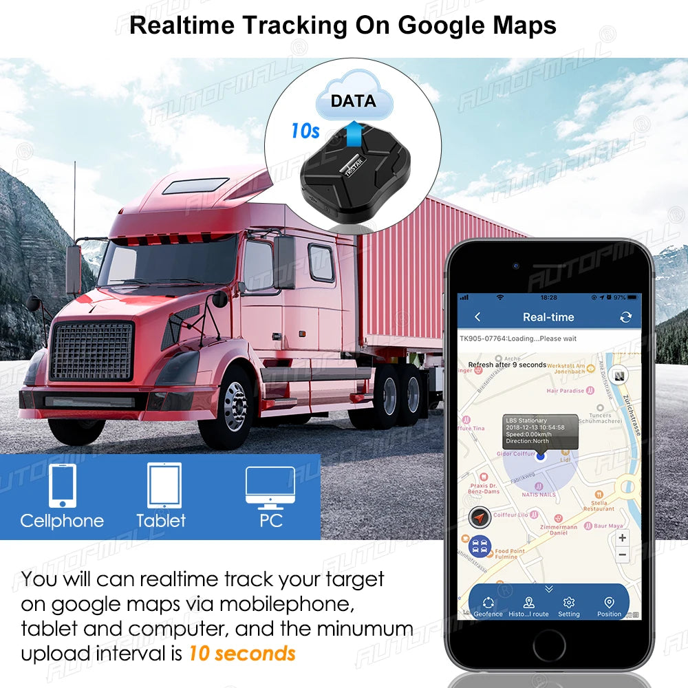 AUTOPMALL Car GPS, Real-time tracking on Google Maps using TK905-07764 GPS tracker, loading, please wait for seconds.