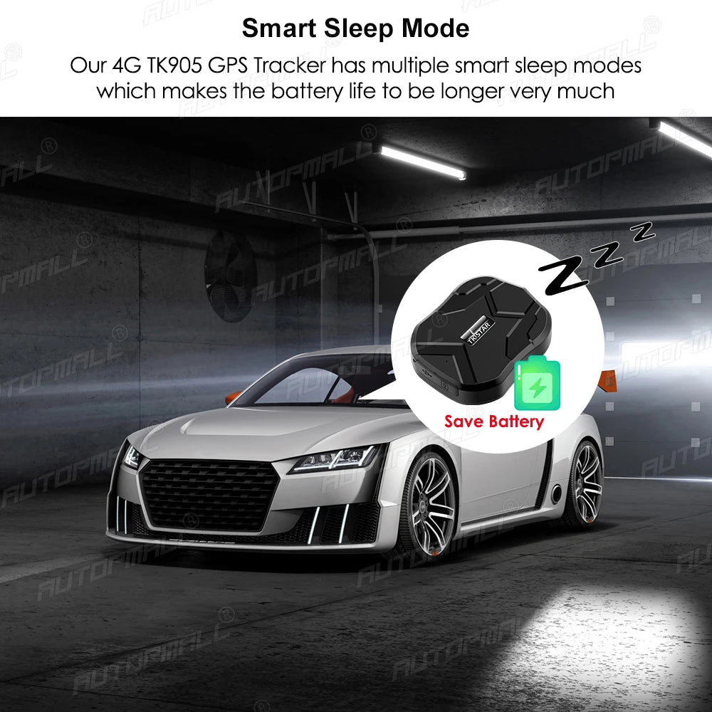 AUTOPMALL Car GPS, The 4G TK905 GPS Tracker has smart sleep modes for extended battery life up to 72 hours.