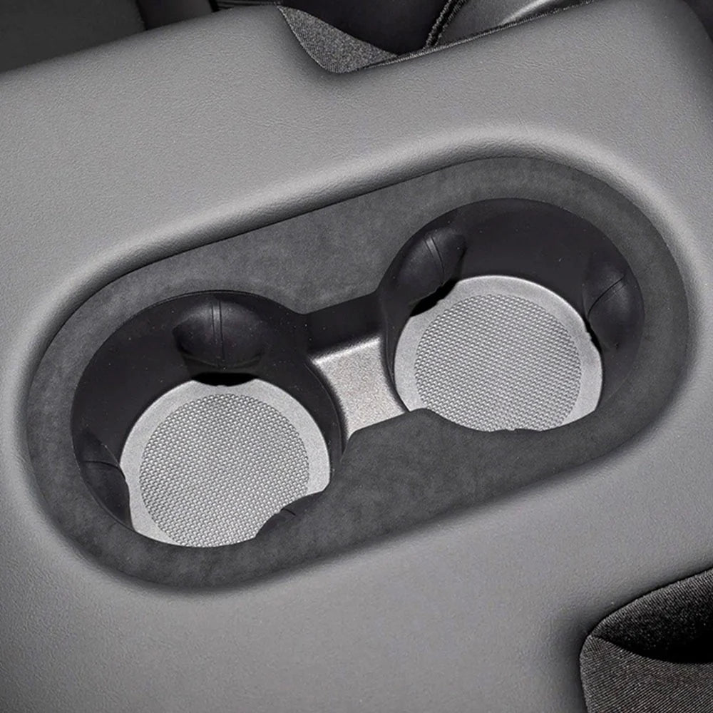 Premium Alcantara Cup Holder Cover for 2025+ Tesla Model Y Juniper Interior – Custom Fit Center Console Cup Holder Trim Protector, Soft Suede Luxury Upgrade Accessory