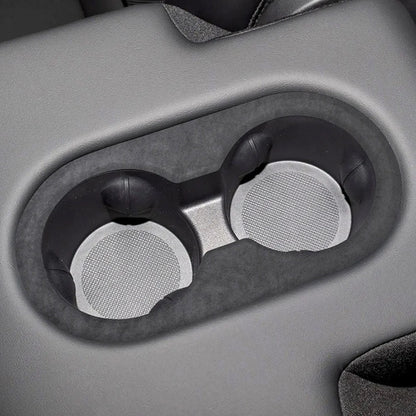 Premium Alcantara Cup Holder Cover for 2025+ Tesla Model Y Juniper Interior – Custom Fit Center Console Cup Holder Trim Protector, Soft Suede Luxury Upgrade Accessory