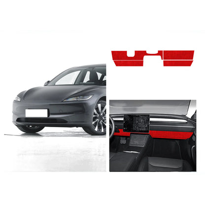 Tesla Alcantara Knee Bolster Panel & Glove Box Wraps for 2024+ Tesla Model 3 Highland & 2025+ Tesla Model Y Juniper (4PCS) – Premium Suede Interior Trim Covers with OEM Fit