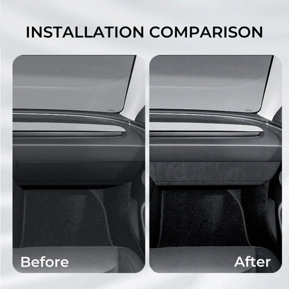Tesla Alcantara Knee Bolster Panel & Glove Box Wraps for 2024+ Tesla Model 3 Highland & 2025+ Tesla Model Y Juniper (4PCS) – Premium Suede Interior Trim Covers with OEM Fit