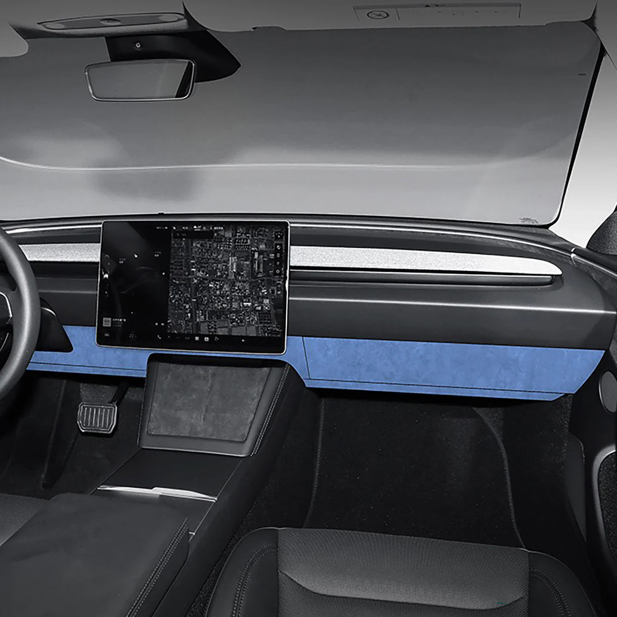 Tesla Alcantara Knee Bolster Panel & Glove Box Wraps for 2024+ Tesla Model 3 Highland & 2025+ Tesla Model Y Juniper (4PCS) – Premium Suede Interior Trim Covers with OEM Fit