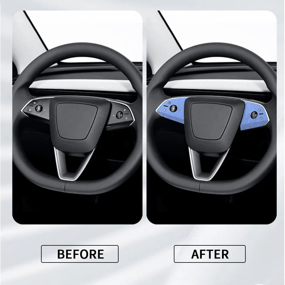 Premium Alcantara Steering Wheel Trim Cover Kit for 2025+ Tesla Model Y Juniper (2025.03+) – OEM-Fit Interior Steering Wheel Panel Upgrade, Luxury Suede Finish, Scratch & Fingerprint Resistant