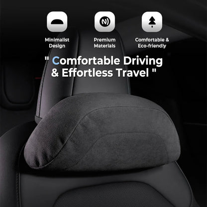 Alcantara Memory Foam Headrest & Lumbar Support Pillow Set for Tesla Model 3 / Model Y / Model S / Model X / Cybertruck – Ergonomic Neck & Back Cushion, Adjustable Strap, OEM-Style Interior Upgrade