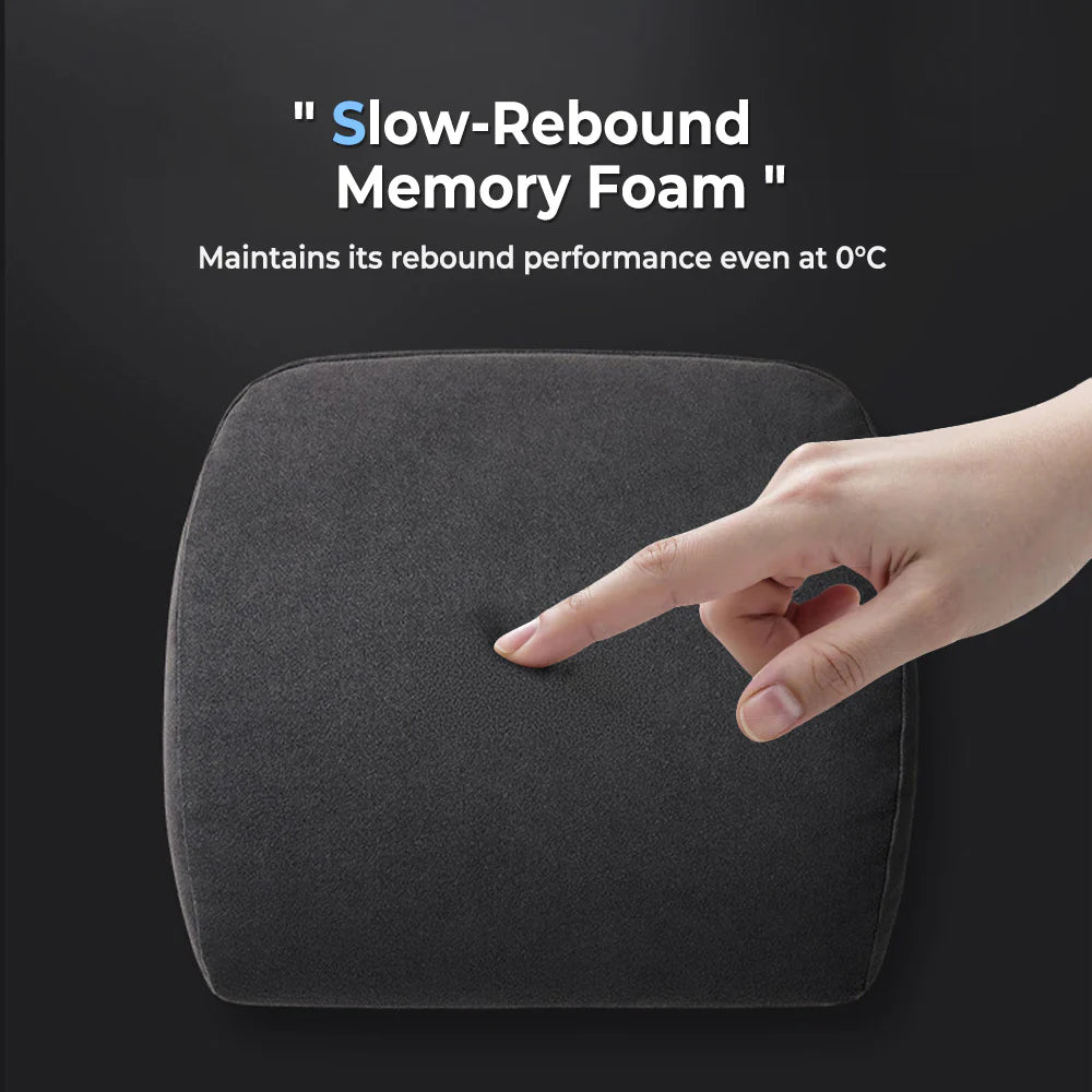 Alcantara Memory Foam Headrest & Lumbar Support Pillow Set for Tesla Model 3 / Model Y / Model S / Model X / Cybertruck – Ergonomic Neck & Back Cushion, Adjustable Strap, OEM-Style Interior Upgrade