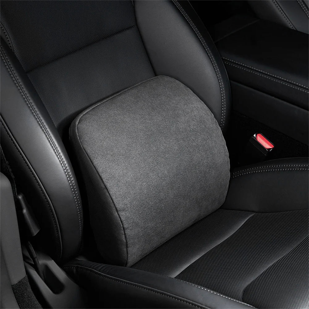 Alcantara Memory Foam Headrest & Lumbar Support Pillow Set for Tesla Model 3 / Model Y / Model S / Model X / Cybertruck – Ergonomic Neck & Back Cushion, Adjustable Strap, OEM-Style Interior Upgrade