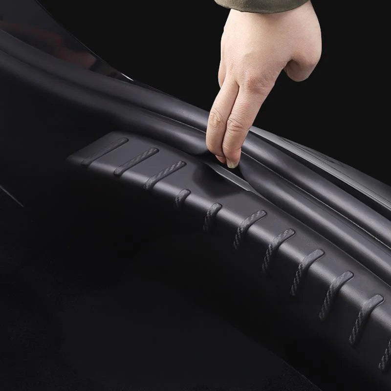 Rear Bumper Protector for Tesla Model 3 Highland – Anti-Scratch PP Cover, Custom Fit, Durable Trim Guard (Carbon Fiber/Black Brushed/Silver)