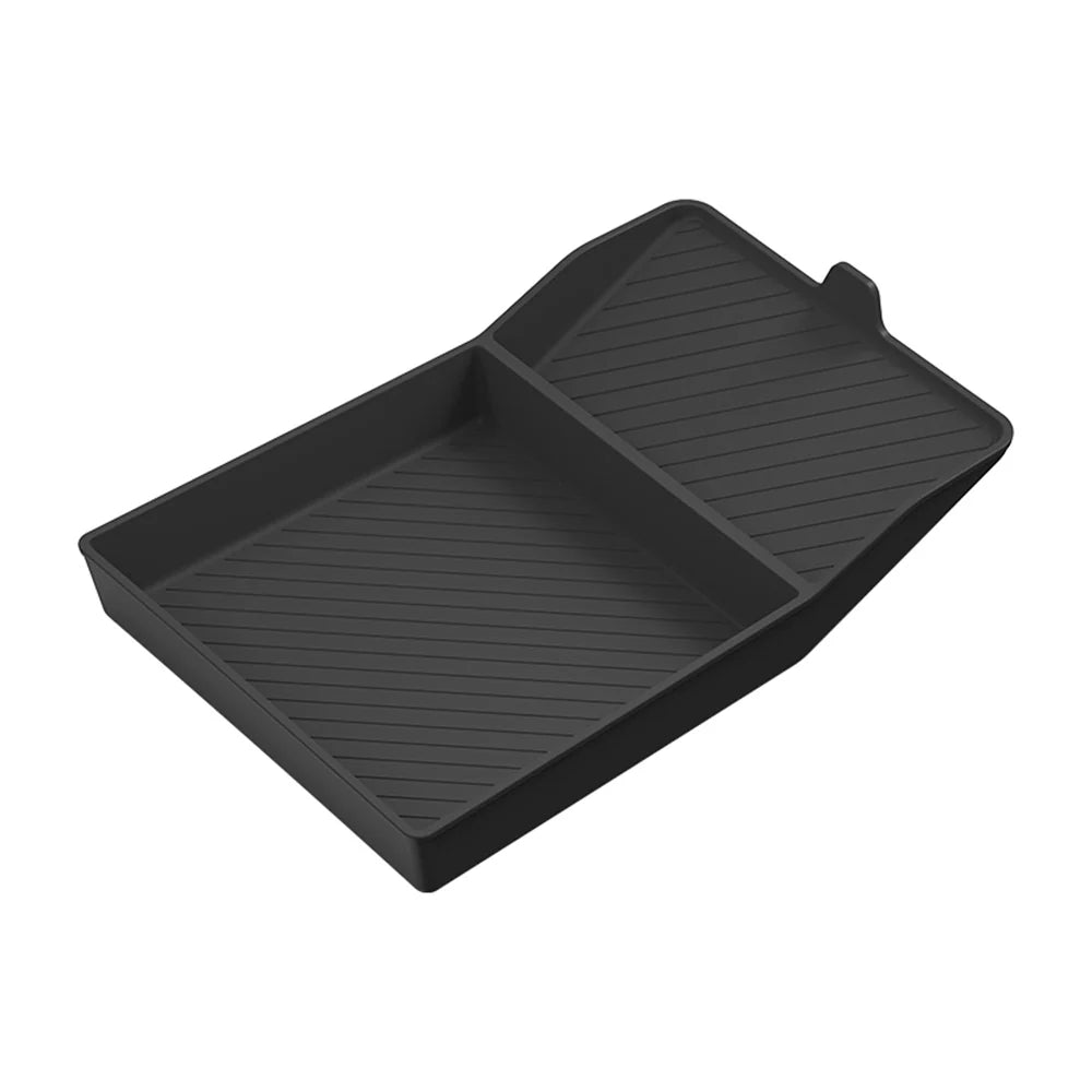 2026+ Tesla Model Y Juniper Standard Armrest Box Silicone Bottom Pad | Custom-Fit Center Console Organizer Anti-Slip Storage Insert Tray | Noise-Reducing Waterproof Console Liner Accessory