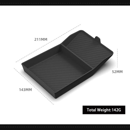2026+ Tesla Model Y Juniper Standard Armrest Box Silicone Bottom Pad | Custom-Fit Center Console Organizer Anti-Slip Storage Insert Tray | Noise-Reducing Waterproof Console Liner Accessory
