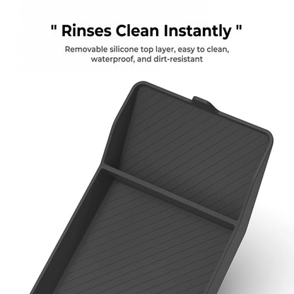 2026+ Tesla Model Y Juniper Standard Armrest Box Silicone Bottom Pad | Custom-Fit Center Console Organizer Anti-Slip Storage Insert Tray | Noise-Reducing Waterproof Console Liner Accessory