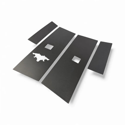 Real Dry Molded Carbon Fiber B & C Pillar Overlay Covers with Cyberbeast Key Card Scanner Cutout for Tesla Cybertruck (4PCS, Gloss / Matte Finish)
