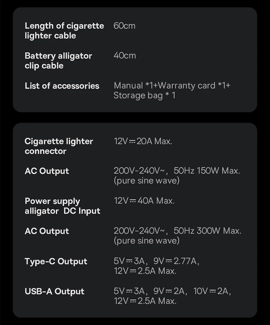 Baseus 500W Pure Sine Wave Inverter, The Baseus 500W Inverter has 500W pure sine wave output and various output options for different devices.