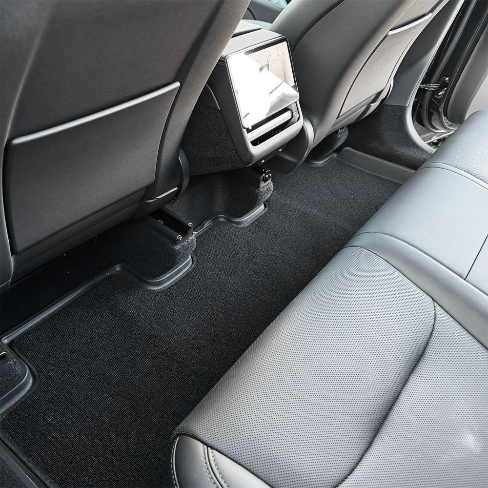 2025+ Tesla Model Y Juniper Right-Hand Drive TPE All-Weather Floor Mats with Detachable Carpet Liners – Custom OEM Fit Interior Protection for Tesla Model Y RHD Standard, Long Range & Performance