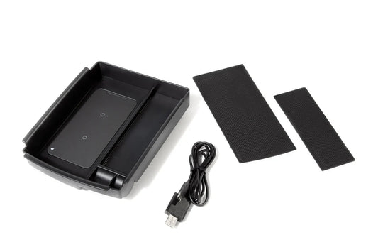 Tesla Model S & Model X Center Console Storage Shelf with Integrated Qi Wireless Charger – Easy Access Organizer for Small Items