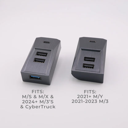 Tesla Model S, Model X, Model 3 & Model Y USB Glovebox Hub – Cybertruck Style 4-in-1 Power & Data Splitter for Sentry Mode, Music & Charging