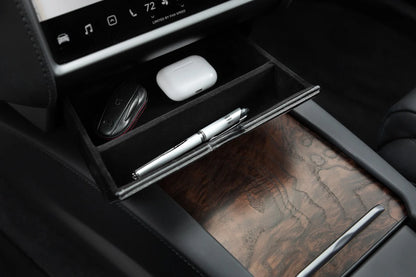 Tesla Model S & Model X Cubby Compartment Drawer – Vegan Leather Storage Organizer