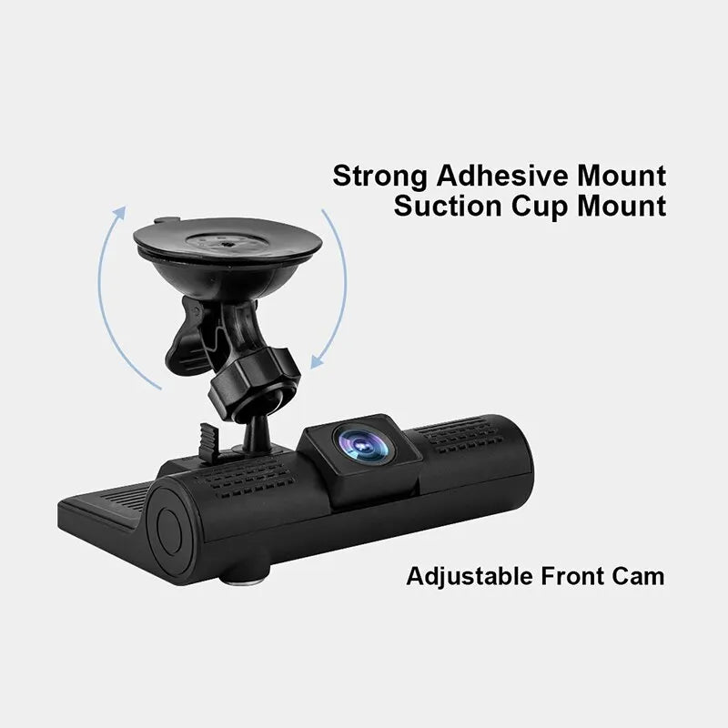 Car DVR, The adjustable strong suction cup mount provides a stable and sturdy installation for a front-facing camera on various surfaces.