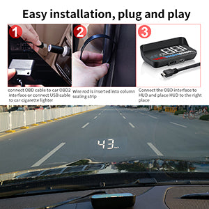 Car HUD, Easy installation, plug and play - Convenient features for all users.