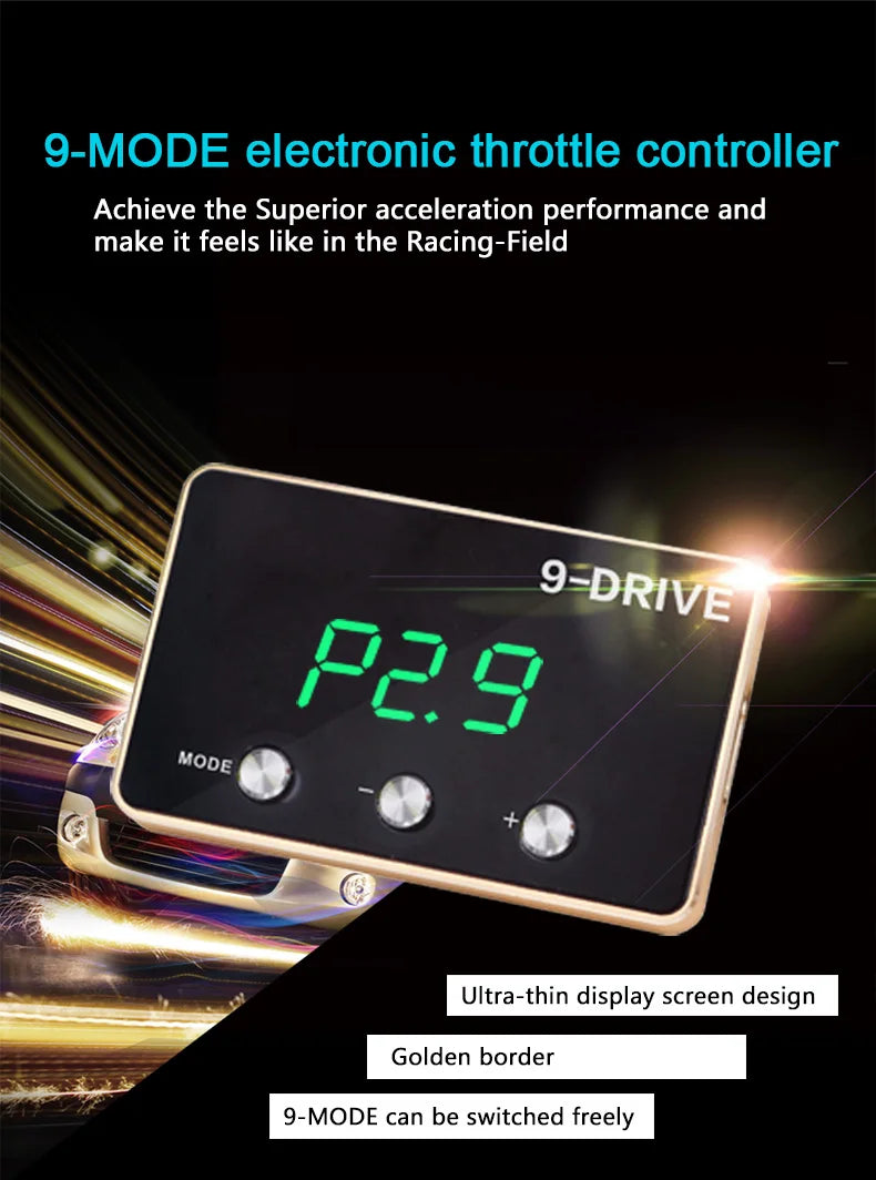 Car Throttle Accelerator, Unlock superior acceleration with our electronic throttle controller featuring an ultra-thin display and golden borders.