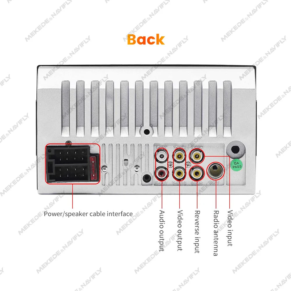 Car radio with backlit display, supports 6.2-inch screen, 10-band EQ.