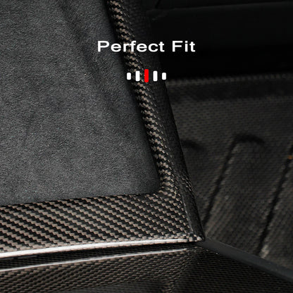 Real Carbon Fiber Wireless Charging Pad Frame Cover for Tesla Model Y Juniper 2025+ Interior Trim Overlay – Genuine Carbon Fiber, OEM Fit, Glossy or Matte Finish