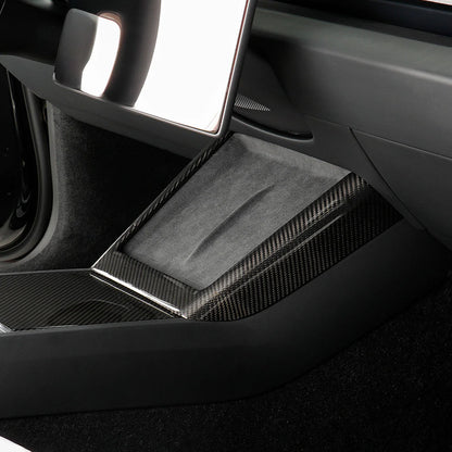 Real Carbon Fiber Wireless Charging Pad Frame Cover for Tesla Model Y Juniper 2025+ Interior Trim Overlay – Genuine Carbon Fiber, OEM Fit, Glossy or Matte Finish